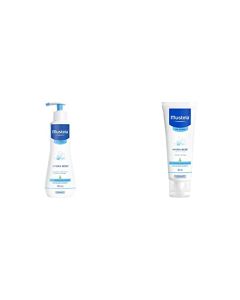 Mustela Hydrabebé, Crema Corporal Hidratante para Bebé o Niño con Piel Normal, 300mL + Crema Facial Hidratante para Piel Normal, 40 ml