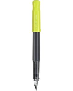 Pilot 90113 Kakuno Pluma Fuente, Tinta Líquida Negro, Punto Fino, Estuche de 1 Pieza, color Barril Gris/Tapa Lima