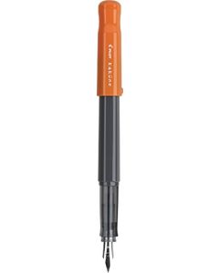 Pilot 90100 Kakuno Pluma Fuente, Tinta Líquida Negro, Punto Mediano, Estuche de 1 Pieza, color Barril Gris/Tapa Naranja