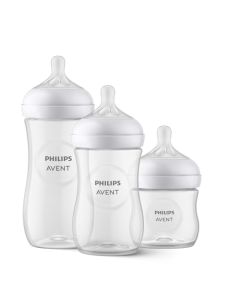 Philips Avent Set de Regalo Natural Response,1 biberón 4 oz/125 ml, 1 biberón 9 oz/260 ml y 1 biberón 11oz/330 ml, Traslúcido, SCD838/27