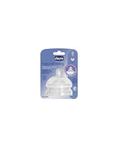 Chicco Ajustables, Natural Feeling Set De 2 Tetinas Fast Flow Para Bebés 6 Meses Unisex Baby, Claro, Meses Paquete De