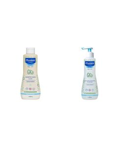 Mustela Mustela Shampoo Suave Para Piel Normal Libre De Jabón, color Multicolor, 500 ml, pack of/paquete de + Solución Limpiadora Sin Enjuague Para Piel Normal, color, 300 ml, pack of/paquete de