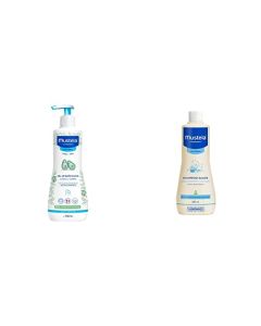 Mustela, Gel de Baño Suave para cara, cuerpo y cabello de Bebés y niños + Shampoo Suave Para Piel Normal Libre De Jabón, color Multicolor, 500 ml, pack of/paquete de