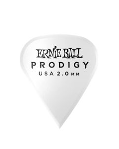Ernie Ball Prodigy - Púas para guitarra, 2 mm, forma puntiaguda, 6 unidades, color blanco