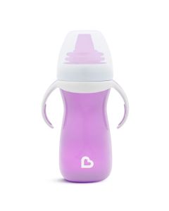 Munchkin - Vaso para sorber Gentle Transition con asas de entrenamiento, 10 onzas, morado