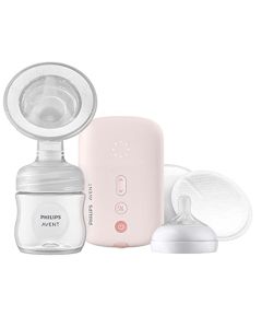 Philips AVENT SCF391/62 - Extractor de leche eléctrico único avanzado con tecnología de movimiento natural, color rosa claro, botella transparente