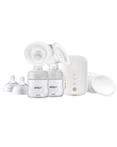 Philips Avent Extractor de Leche Eléctrico Doble, Ultra Suave y Eficaz, Tecnología Natural Motion, Extractor de Leche Materna Doble, Silencioso, Portatil, Maleta de Viaje, 2 Biberones y Pads de Lactancia, SCF398/11