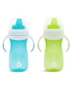 Munchkin® Gentle™ - Taza para sorber de transición con asas de entrenamiento, 10 onzas, paquete de 2, azul/verde