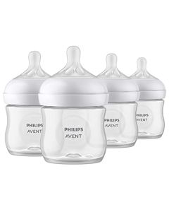 Philips AVENT Biberón natural con pezón de respuesta natural, transparente, 4 onzas, paquete de 4, SCY900/04
