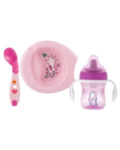 Chicco Set De Comida 6m+, Rosa, Paquete De 400 Grams