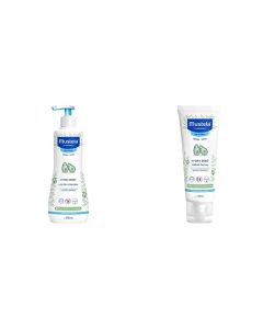 Mustela, Hydra Bebé Loción Hidratante Corporal con Aguacate Orgánico 500 ml + Mustela Crema Facial Hidratante para Piel Normal, 40 ml