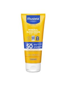 Mustela Baby Mineral Sunscreen Lotion SPF 50 Broad Spectrum - Face & Body Sun Lotion for Sensitive Skin - Non-Nano, Water Resistant & Fragrance Free - 3.38 fl. oz
