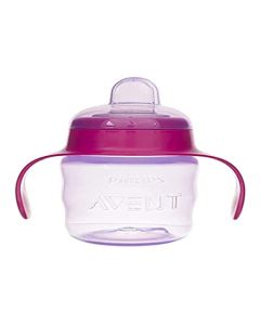 PHILIPS AVENT 200ML 6M+ Vaso para aprender a beber con pico, botella para aprender a beber, 1 unidad (1 unidad), color rosa