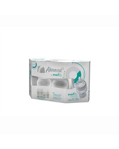Advanced by Evenflo, Set de Biberones Anticólicos Cuello Ancho, Flujo Lento 5oz/150ml y Flujo Medio 9oz/270ml, 4 piezas, el color puede variar, MEX.