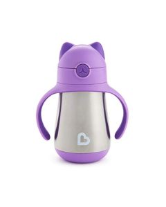 Munchkin Cool Cat - Vaso de paja (acero inoxidable, 8 onzas), color morado