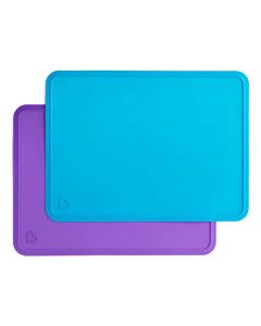 Munchkin Manteles Individuales de Silicona para niños, Paquete de 2, Azul/Morado