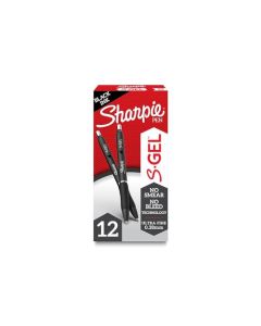 Sharpie S-Gel, bolígrafos de gel, punta ultra fina (0,38 mm), negro, 12 unidades