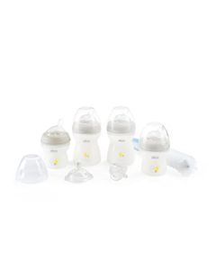 Chicco NaturalFeeling Recién Nacido- Set 4 Biberones Anticólicos 0 Meses, 150ml y 250 ml, Tetina Inclinada, Con Chupete Soft, Silicona Suave, Ideal Lactancia Mixta, Regalo Recién Nacido, Blanco Unisex
