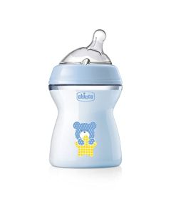 Chicco biberón Natural Feeling 250 ml azul para bebés, 1 Unidad