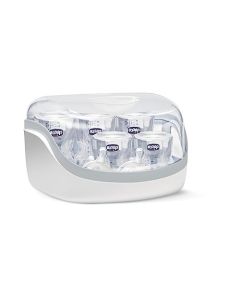 Chicco - Esterilizador para microondas de vapor, rápido y fácil de usar, hasta 6 Biberones, chupetes, tetinas y otros accesorios, color Gris