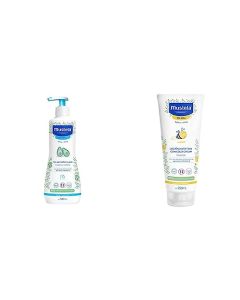 Mustela, Gel de Baño Suave para cara, cuerpo y cabello de Bebés y niños, Limpia y protege, 90% ingredientes de origen natural, 500 ml +, Loción Corporal Nutritiva al Cold Cream para Bebés y niños