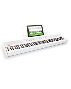 Alesis Recital White - Piano eléctrico Digital de color blanco con 88 Teclas Semi-contrapesadas full size, altavoces integrados y 5 voces premium