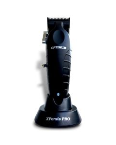XPERSIS PRO Optimum Barber - Cortapelos sin cuerda profesional, 6 horas de funcionamiento, nueva tecnología, metalurgia estática, hoja cónica de acero al carbono con soporte de carga (negro)