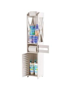 seraphiel Gabinete De Almacenamiento para Baño, Estante Organizador con Puerta Ideal para Espacios Pequeños Armario Organizador De Artículos De Tocador Y Papel Higiénico Diseño Gabinete Cerrado