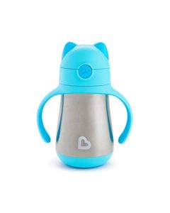 Munchkin Cool Cat - Vaso de paja (acero inoxidable, 8 onzas), color azul