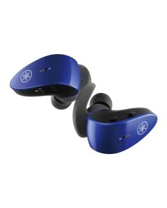 Yamaha TW-ES5A - Auriculares deportivos inalámbricos con Bluetooth 5.2, IPX7 impermeable, ajuste seguro, sonido premium, captura de voz clara Qualcomm CVC, cuidado de escucha y sonido ambiental (azul)