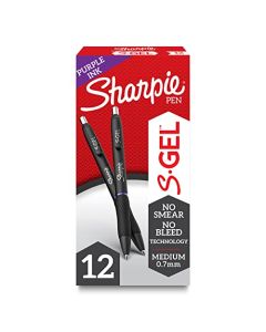 Sharpie S-Gel, bolígrafos de gel, punta media (0,7 mm), bolígrafos de tinta de gel morado, 12 unidades