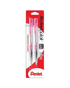 Pentel PD105BP2-P Lapicero Techniclick, Rosa, Blíster 2 piezas, 0.5 mm