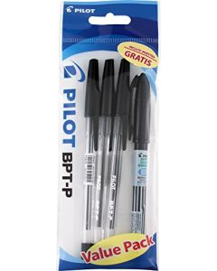 Pilot 10603 Bolígrafo, Tinta Aceite, Punto Fino 0.7 mm, Bolsita de 3 Piezas, color Negro