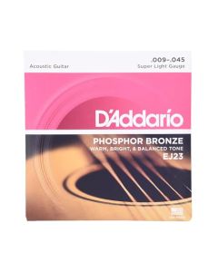 D'Addario Cuerdas de guitarra – Cuerdas de bronce fosforoso – EJ23 – Rico espectro tonal completo – Para guitarras de 6 cuerdas – Super ligero, 9-45