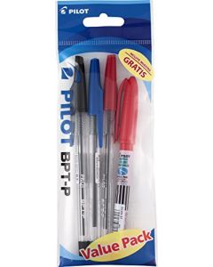 Pilot 10604 Bolígrafo, Tinta Aceite Colores Surtidos, Fino 0.7 mm, Bolsita de 3 Piezas, Colores Surtidos