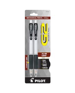 Pilot, G2 - Lápices mecánicos, plomo HB de 0,5 mm, barril transparente, paquete de 2