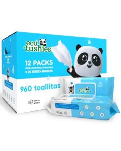 Eco Tushies, Toallitas Humedas para Bebé, Libres de Quimicos y Adicionadas con Ingredientes Naturales | Caja de toallitas con 960 piezas
