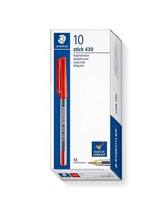 430 M-2 Staedtler Stick 430 Ballpoint Pen Medium Red Box Of 10