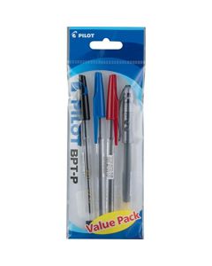Pilot bolígrafo BPT-P, punto mediano (1.0 mm), tinta base aceite colores surtidos, bolsita con 3 piezas más muestra ¡gratis!