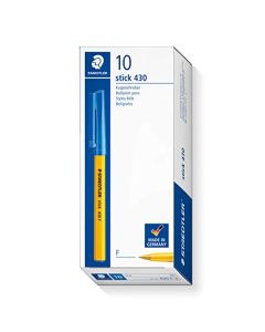 Staedtler 430 Stick Ball Pen Fine 0.8mm Tip 0.3mm Line Blue Ref 430F3 [Pack of 10] by Staedtler
