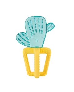 Chicco Refreshing - Mordedor de Silicona Refrescante que Enfría y Alivia las Encias, Anillo De Dentición Bebés 4m+, Refrigerante para Nevera, Fácil de Agarrar, Diseño Cactus
