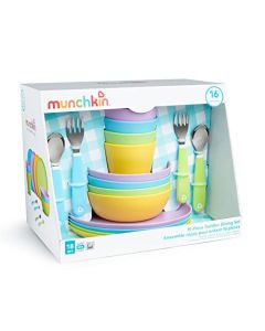 Munchkin® - Juego de 16 suministros de alimentación para bebés y niños pequeños, incluye platos, cuencos, tazas y utensilios