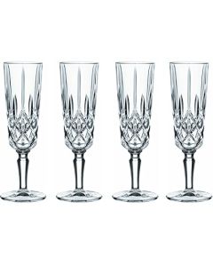 Nachtmann Noblesse Collection - Copas de champaña de 8 pulgadas, hechas de vidrio fino, juego de 4 flautas de champaña para champaña, mimosas y rosa, 6 onzas, apto para lavaplatos