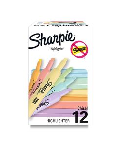 SHARPIE - Resaltadores de tanques, colores pastel suaves, surtidos, punta de cincel, 12 unidades