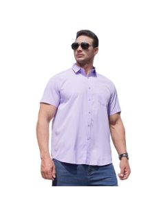 SERIZE Plus Size Men's Classic Style Shirt Business Casual Slightly Elastic Solid Colour Professional Shirt XL-10XL (lighe-Purple-b,L)