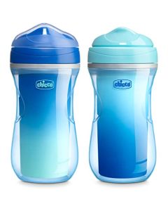Chicco Taza para sorber aislada de doble pared de 9 onzas, con boquilla de borde a prueba de mordidas y tapa sin derrames, apta para lavaplatos, fácil de sostener, indentaciones ergonómicas |