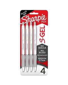 Sharpie S-Gel, bolígrafos de gel, punta mediana (0,7mm), bolígrafos de tinta de gel negro, 4 unidades