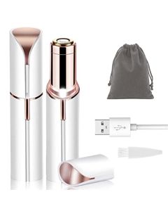 DASKING Depiladora Facial Mujer, Eléctrica Depiladora Cejas USB Recargable, Recortador de Cejas Portátil con Luz LED, Afeitadora Eléctrica para Mujer sin Dolor para Cara Nariz Labio, Blanca