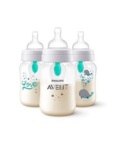 Philips Avent Set de Biberón Anti-colic 9oz, Decorados, 3 piezas SCY703/77