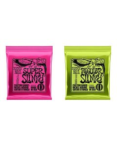 Ernieball 2223 Encordado Guitarra Eléctrica, 9/42 + Regular Slinky - Cuerdas para guitarra eléctrica, entorchado de níquel, calibre 10-46